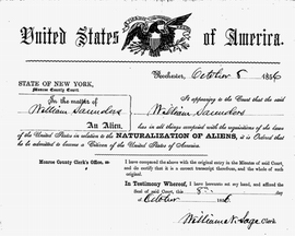 William Saunders Naturalization Certificate