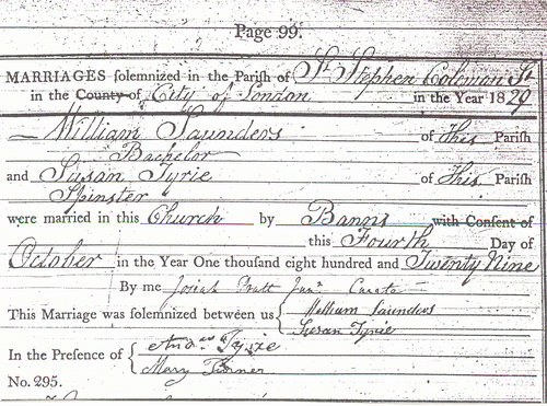 Entry in Marriage Register